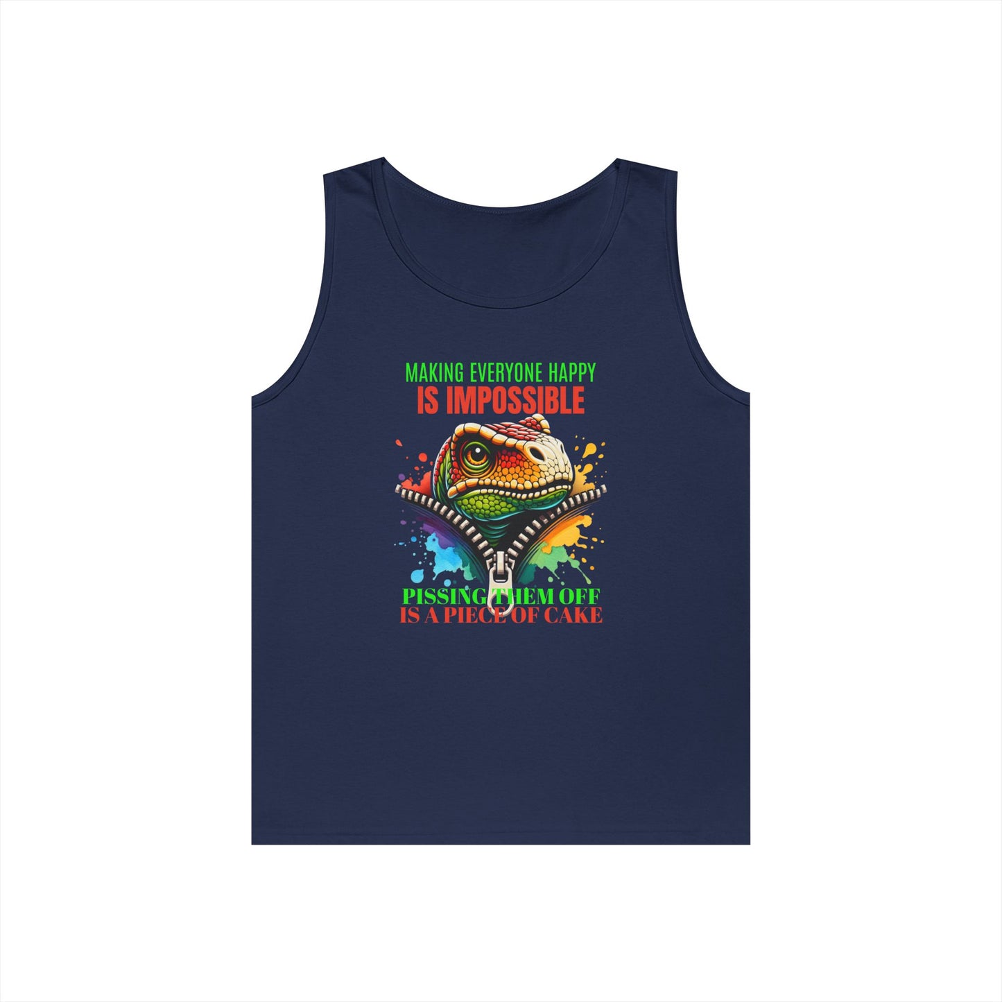 Fun Dinosaur Tank Top - "Making Everyone Happy is Impossible"