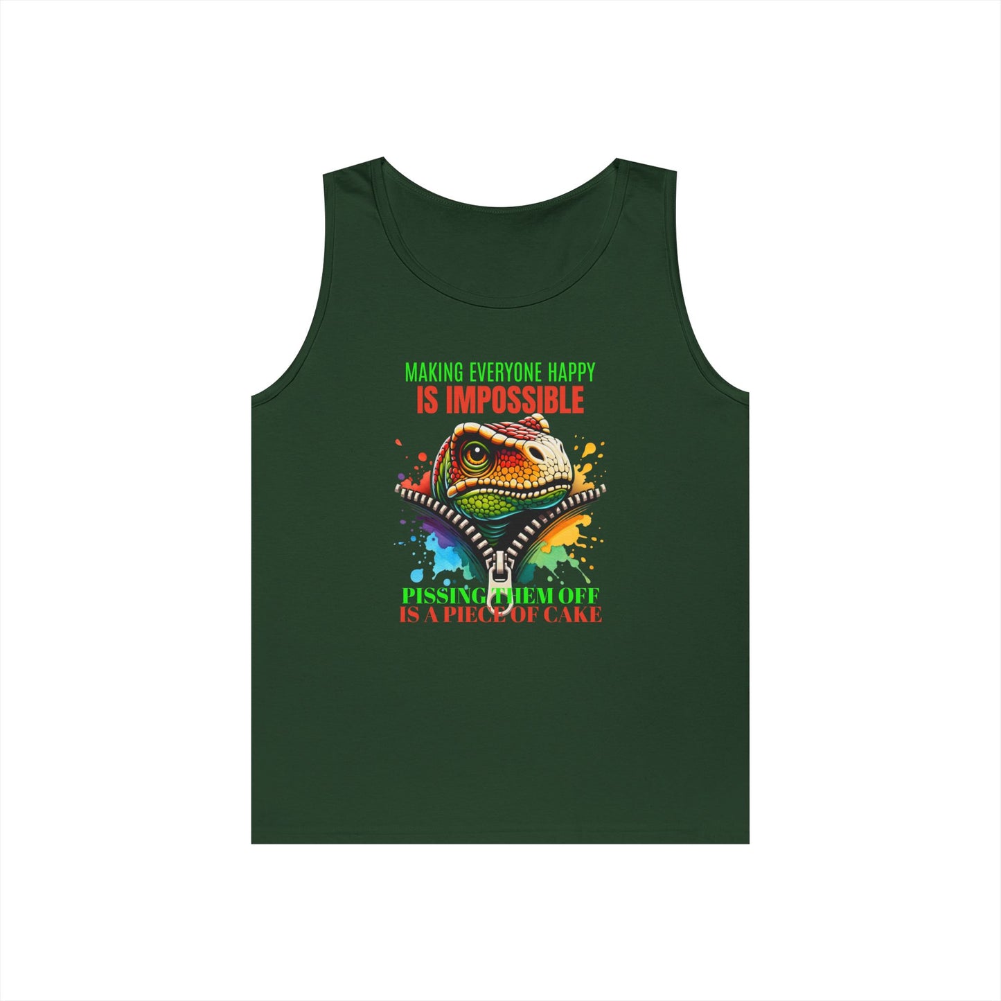 Fun Dinosaur Tank Top - "Making Everyone Happy is Impossible"