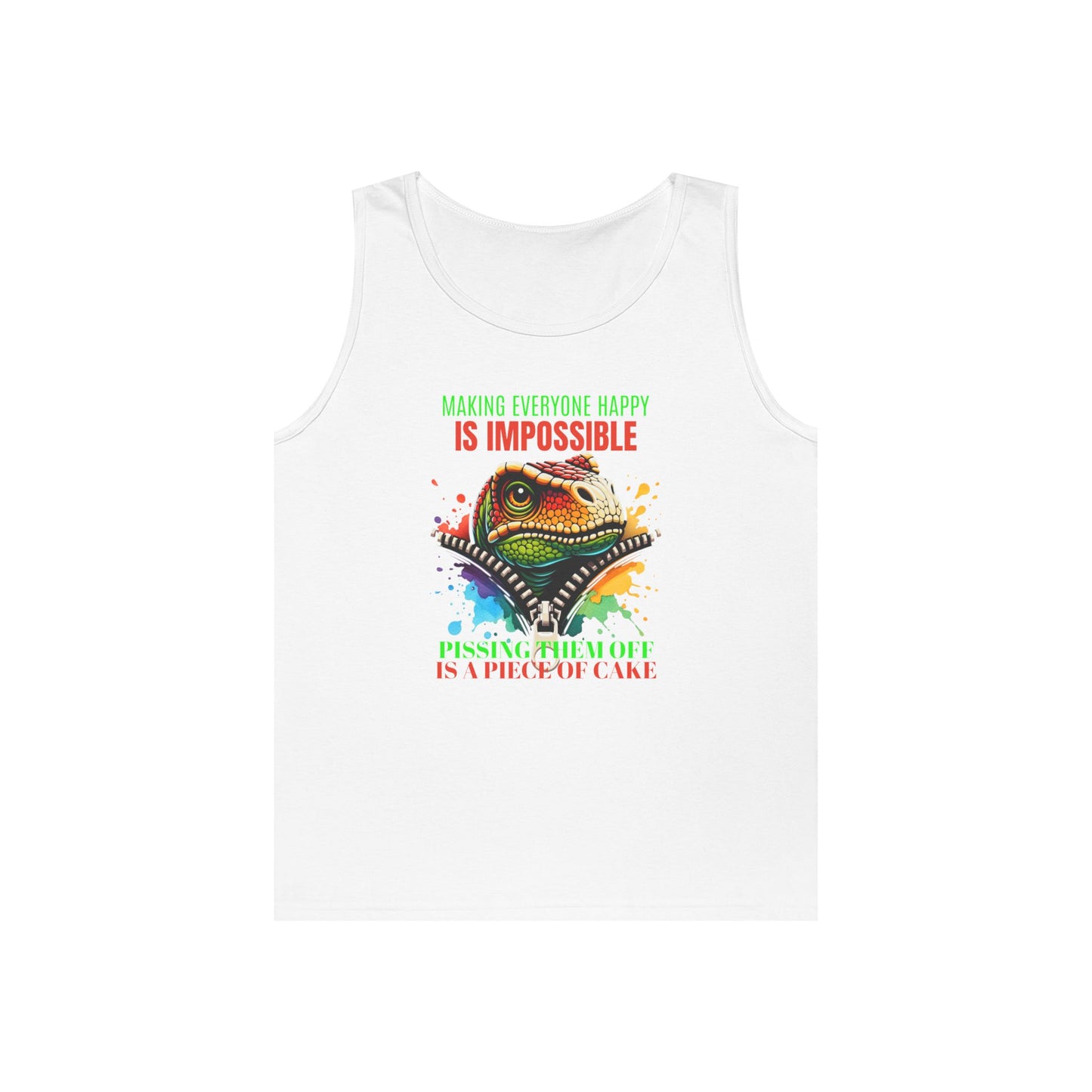 Fun Dinosaur Tank Top - "Making Everyone Happy is Impossible"