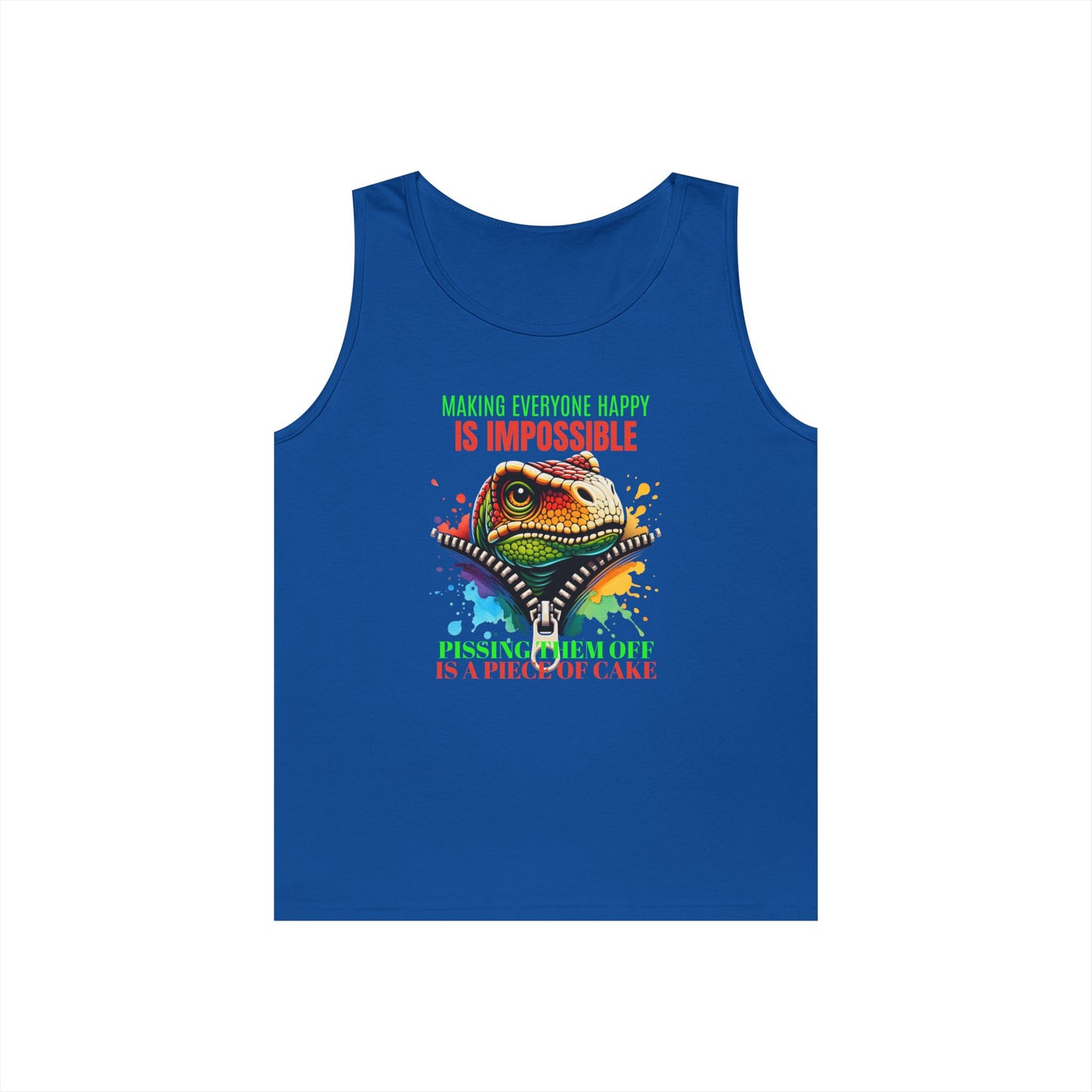 Fun Dinosaur Tank Top - "Making Everyone Happy is Impossible"