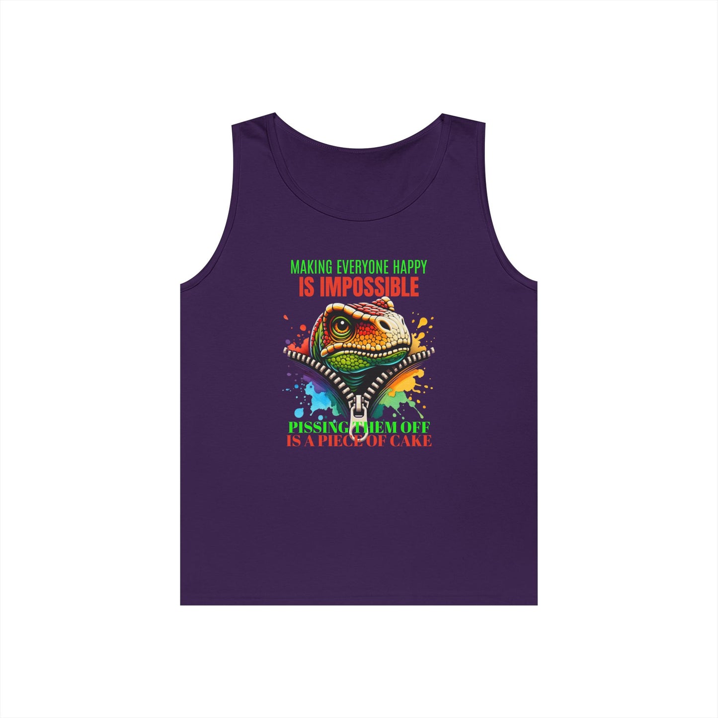 Fun Dinosaur Tank Top - "Making Everyone Happy is Impossible"
