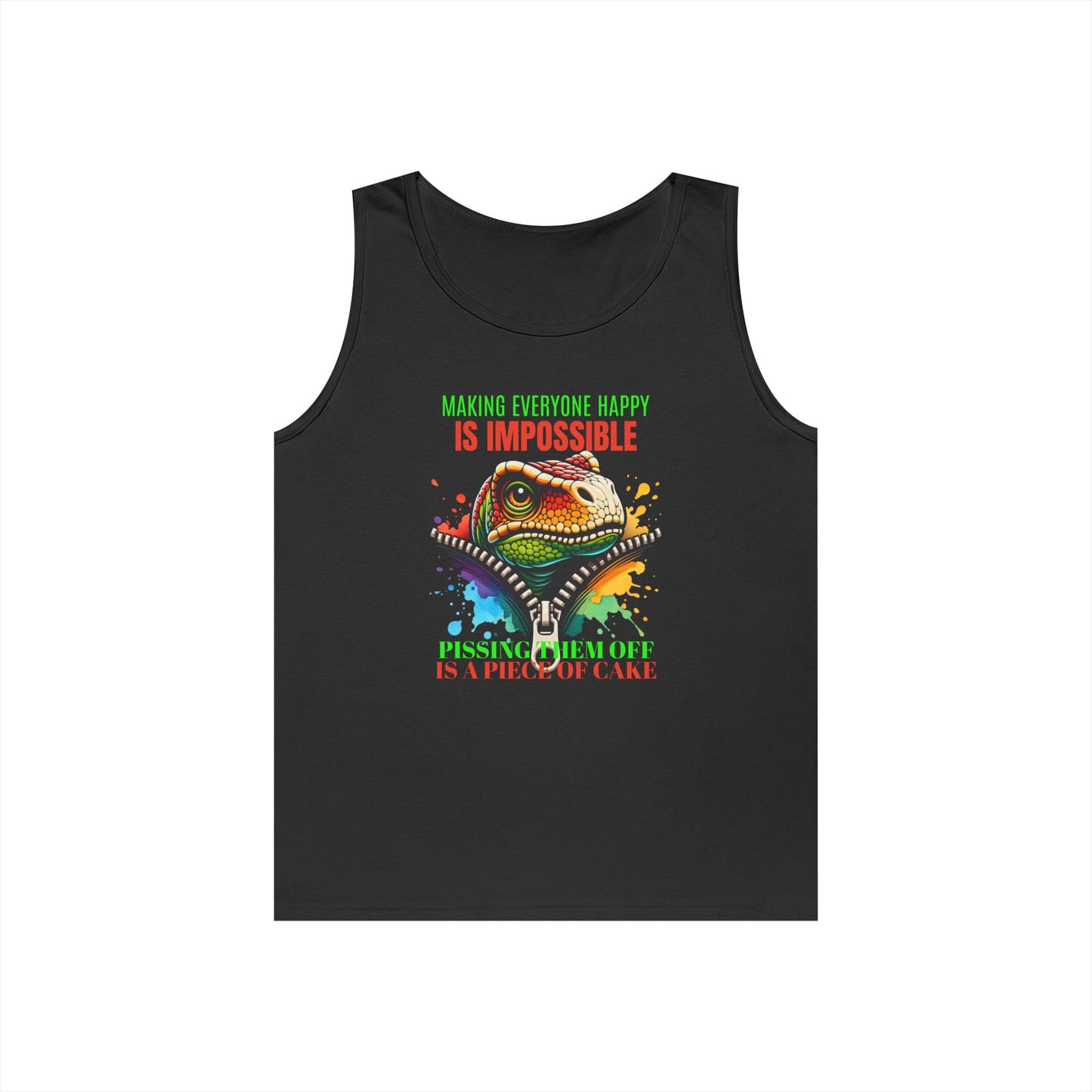 Fun Dinosaur Tank Top - "Making Everyone Happy is Impossible"