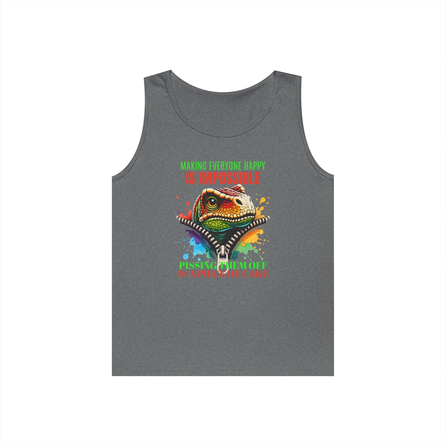 Fun Dinosaur Tank Top - "Making Everyone Happy is Impossible"