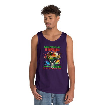 Fun Dinosaur Tank Top - "Making Everyone Happy is Impossible"