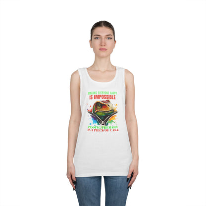 Fun Dinosaur Tank Top - "Making Everyone Happy is Impossible"