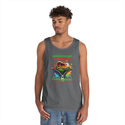 Fun Dinosaur Tank Top - "Making Everyone Happy is Impossible"